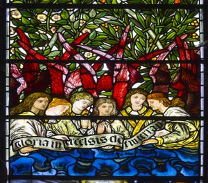 Monkton freira, St Mary, Morris Marshall e Faulkner & Co, William Morris, Edward Burne-Jones, coro de anjo, 1873